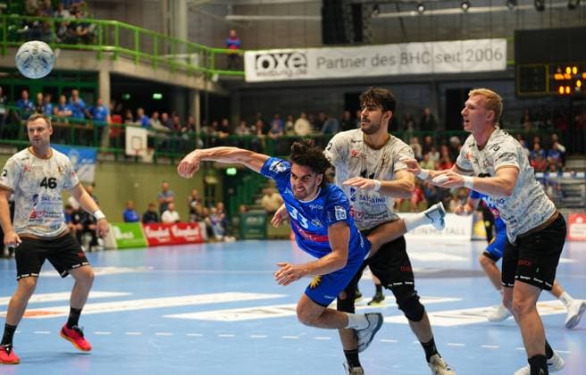 2. Handball Bundesliga, Bergischer HC vs. HC Elbflorenz, 27.10.2024 Eloy Morante Maldonado (Bergischer HC 33) ;2. Handball Bundesliga, Bergischer HC vs. HC Elbflorenz, 27.10.2024,Uni-Halle,Wuppertal,Deutschland am 27.10.24