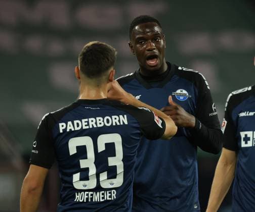 Marcel Hoffmeier (Paderborn), Ilyas Ansah (Paderborn), Köln, Deutschland, 25.10.2024, 2. Bundesliga, 10. Spieltag, 1. FC Köln - SC Paderborn 07. DFL REGULATIONS PROHIBIT ANY USE OF PHOTOGRAPHS AS IMAGE SEQUENCES AND OR QUASI-VIDEO
