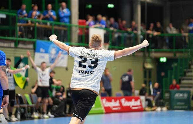 2. Handball Bundesliga, Bergischer HC vs. HC Elbflorenz, 27.10.2024 Ivar Stavast (HC Elbflorenz Dresden 23) feiert seinen Treffer ;2. Handball Bundesliga, Bergischer HC vs. HC Elbflorenz, 27.10.2024,Uni-Halle,Wuppertal,Deutschland am 27.10.24