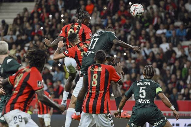 Head of Defender BOMBITO Moise (OGC Nice). OGC Nice vs AS Monaco, Ligue 1 Mcdonalds in Allianz Riviera Stadium, NICE, France, on 27 October, 2024. FOOTBALL : L1 J9 - OGC Nice vs AS Monaco - Ligue 1 - 27 10 24 FredDides Panoramic 
