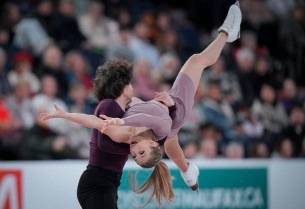 Emilia Zingas and Vadim Kolesnik of the U.S. skate during the ice dance free skating program at the ISU Figure skating, Eiskunstlauf Skate Canada competition on October 27, 2024 in Halifax, Canada. Noxthirdxpartyxsales  (271369701)
