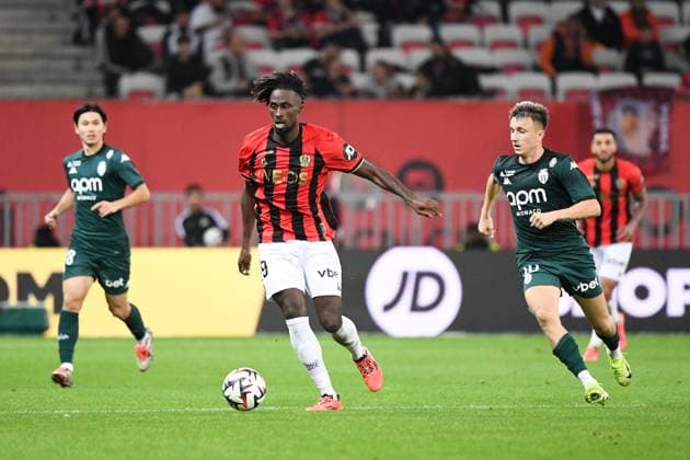 OGC Nice v AS Monaco - Ligue 1 MCDonald s 2024 2025 10 Aleksandr GOLOVIN (asm) - 29 Evann GUESSAND (ogcn) during the Ligue 1 MCDonald s match between Nice and Monaco at Allianz Riviera Stadium on October 27, 2024 in Nice, France. Nice France  Copyright: xFEPx 776228937