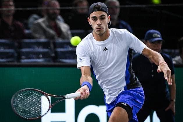 October 28, 2024, Paris, France, France: Francisco CERUNDOLO of Argentina during the first day of the Rolex Paris Masters 1000 tennis tournament at Accor Arena on October 28, 2024 in Paris, France. Paris France - ZUMAm308 20241028_zsp_m308_007 Copyright: xMatthieuxMirvillex