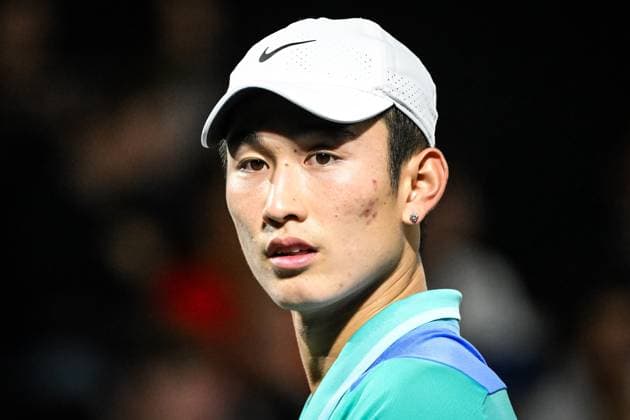 October 28, 2024, Paris, France, France: Juncheng SHANG of China during the first day of the Rolex Paris Masters 1000 tennis tournament at Accor Arena on October 28, 2024 in Paris, France. Paris France - ZUMAm308 20241028_zsp_m308_020 Copyright: xMatthieuxMirvillex