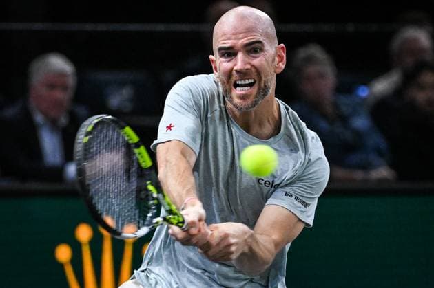 October 28, 2024, Paris, France, France: Adrian MANNARINO of France during the first day of the Rolex Paris Masters 1000 tennis tournament at Accor Arena on October 28, 2024 in Paris, France. Paris France - ZUMAm308 20241028_zsp_m308_088 Copyright: xMatthieuxMirvillex
