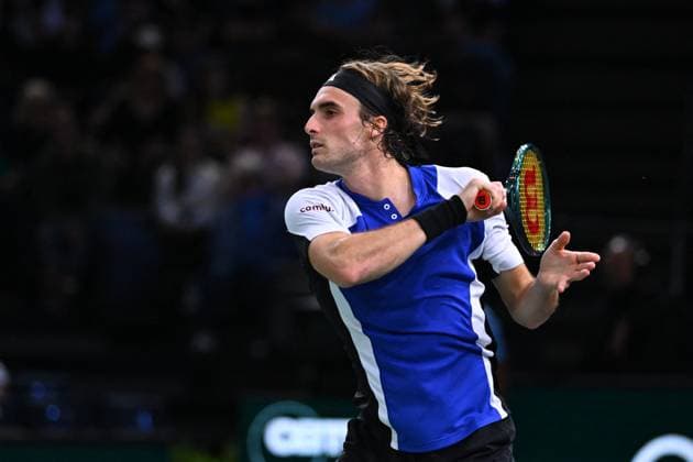 Paris Masters Stefanos Tsitsipas (GRE) during his first rounb at the 2024 Rolex Paris Masters at the Accor Arena in Paris, France, on October 28, 2024. Photo by Corinne Dubreuil ABACAPRESS.COM Paris France  Copyright: xDubreuilxCorinne ABACAx