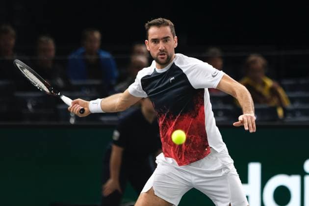October 29, 2024, Paris, France: MARIN CILIC (CRO) returns the ball to ARTHUR FILS (FRA) during two one of Rolex Paris Masters 1000 tournament at Paris Accor Arena Stadium in Paris France Paris France - ZUMAp119 20241029_zaf_p119_013 Copyright: xPierrexSteveninx