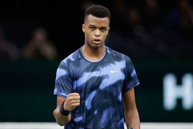 Paris, 29.10.2024 Tennis Rolex Paris Masters 2024, Frances Tiafoe (USA) - Giovanni Mpetshi Perricard (FRA) v.l.,Giovanni Mpetshi Perricard (FRA) jubelt Copyright: AntonioxBorga
