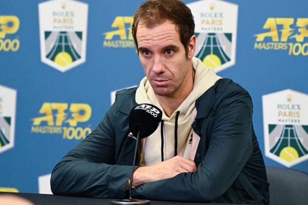press conference, PK, Pressekonferenz of Richard Gasquet ( France ) during the Rolex Paris Masters at Accor Hotel Arena on October 29, 2024 in Paris, France. (Photo by Federico Pestellini Panoramic ) TENNIS : Rolex Paris Masters - Paris - 29 10 2024 FedericoPestellini Panoramic 