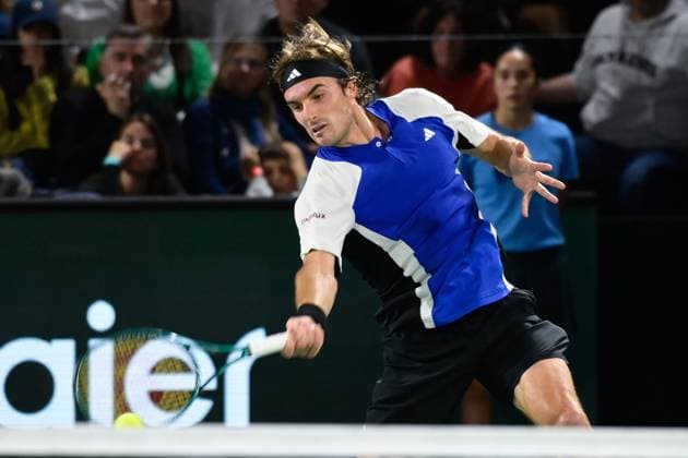 Stefanos Tsitsipas ( Grece ) during the Rolex Paris Masters at Accor Hotel Arena on October 29, 2024 in Paris, France. (Photo by Federico Pestellini Panoramic ) TENNIS : Rolex Paris Masters - Paris - 29 10 2024 FedericoPestellini Panoramic 