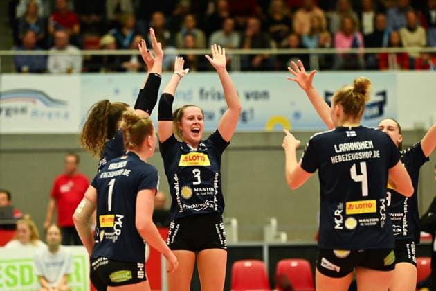 Lara Nagels (VfB Suhl Lotto Thueringen, 3) Dresdner SC vs. VfB Suhl Lotto Thueringen, 1. Volleyball Bundesliga Frauen, Spielzeit 2024 2025, 30.10.2024 Dresdner SC vs. VfB Suhl Lotto Thueringen, 1. Volleyball Bundesliga Frauen, Spielzeit 2024 2025, 30.10.2024 Dresden Copyright: xEibner-Pressefoto PatrickxHoepnex EP_PHR