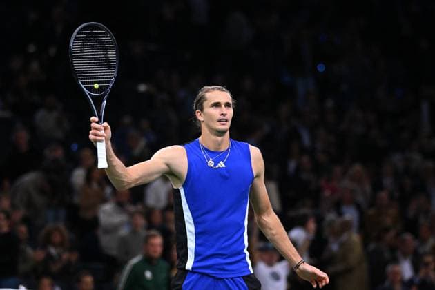 Sport Bilder des Tages Rolex Paris Masters - 2nd Round Alexander Zverev (GER) during his second round at the 2024 Rolex Paris Masters at the Accor Arena in Paris, France, on October 30, 2024. Photo by Corinne Dubreuil ABACAPRESS.COM Paris France  Copyright: xDubreuilxCorinne ABACAx