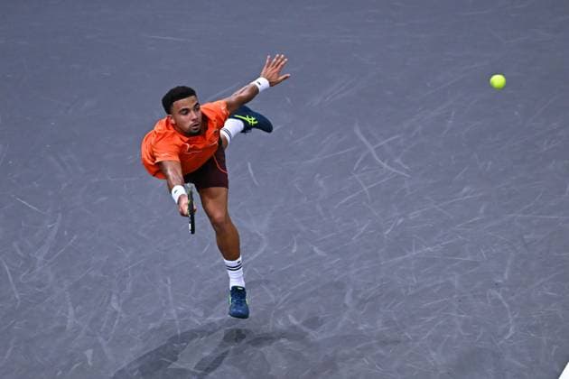 Rolex Paris Masters - 2nd Round Arthur Fils (FRA) during his second round at the 2024 Rolex Paris Masters at the Accor Arena in Paris, France, on October 30, 2024. Photo by Corinne Dubreuil ABACAPRESS.COM Paris France  Copyright: xDubreuilxCorinne ABACAx