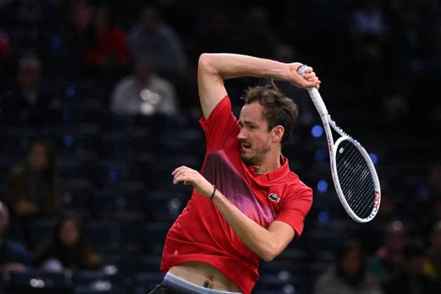Rolex Paris Masters - 2nd Round Daniil Medvedev (RUS) during his second round at the 2024 Rolex Paris Masters at the Accor Arena in Paris, France, on October 30, 2024. Photo by Corinne Dubreuil ABACAPRESS.COM Paris France  Copyright: xDubreuilxCorinne ABACAx