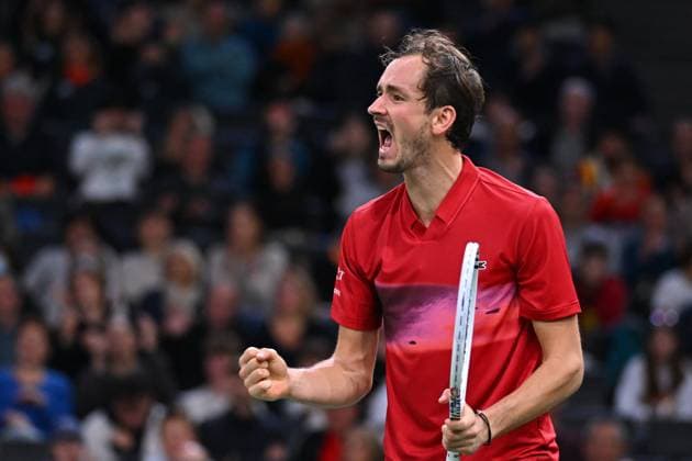 Rolex Paris Masters - 2nd Round Daniil Medvedev (RUS) during his second round at the 2024 Rolex Paris Masters at the Accor Arena in Paris, France, on October 30, 2024. Photo by Corinne Dubreuil ABACAPRESS.COM Paris France  Copyright: xDubreuilxCorinne ABACAx