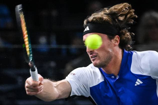Sport Bilder des Tages October 31, 2024, Paris, France, France: Stefanos TSITSIPAS of Greece during the fourth day of the Rolex Paris Masters 1000 tennis tournament at Accor Arena on October 31, 2024 in Paris, France. Paris France - ZUMAm308 20241031_zsp_m308_004 Copyright: xMatthieuxMirvillex