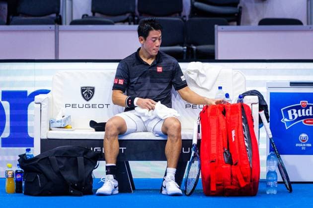 NISHIKORI - KLEIN Kei Nishikori in second round ATP, Tennis Herren Challenger Slovak open tennis match against Lukas Klein in Bratislava, Slovakia, October 31, 2024. PUBLICATION NOT IN SLOVAKIA Copyright: xx 080A4745