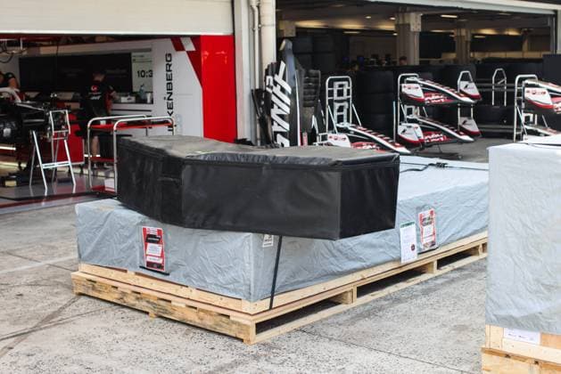 Haas F1 Team transport box during the Formula 1 Grande Premio de Sao Paulo 2024, 21th round of the 2024 Formula One World Championship, WM, Weltmeisterschaft from November 1 to 3, 2024 on the Interlagos Circuit, in Sao Paulo, Brazil - F1 - SAO PAULO GRAND PRIX 2024 DPPI Panoramic  241031_R21_BRASILE_DP_XB5_9334