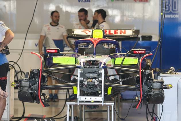 Visa Cash App RB F1 Team VCARB 01, mechanical detail front suspension during the Formula 1 Grande Premio de Sao Paulo 2024, 21th round of the 2024 Formula One World Championship, WM, Weltmeisterschaft from November 1 to 3, 2024 on the Interlagos Circuit, in Sao Paulo, Brazil - F1 - SAO PAULO GRAND PRIX 2024 DPPI Panoramic  241031_R21_BRASILE_DP_XB3_0987