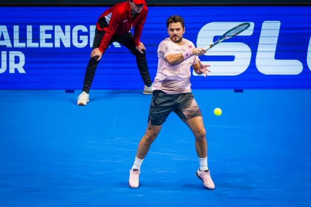 PRIZMIC - WAWRINKA Stanislas Wawrinka during second round ATP, Tennis Herren Challenger Slovak open tennis match against Dino Prizmic in Bratislava, Slovakia, October 31, 2024. PUBLICATION NOT IN SLOVAKIA Copyright: xx 080A5037-Enhanced-NR