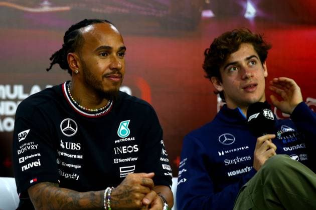 FORMULA 1 LENOVO GRANDE PREMIO DE SAO PAULO 2024 31.10.2024, Autodromo Jose Carlos Pace, Interlagos, FORMULA 1 LENOVO GRANDE PREMIO DE SAO PAULO 2024 , im Bild Lewis Hamilton (GBR), Mercedes-AMG Petronas Formula One Team, Franco Colapinto (ARG), Williams Racing
