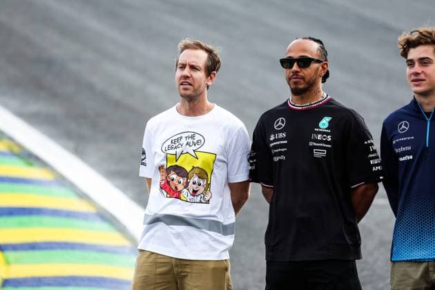 VETTEL Sebastian, with HAMILTON Lewis (gbr), Mercedes AMG F1 Team W15, portrait during the Formula 1 Grande Premio de Sao Paulo 2024, 21th round of the 2024 Formula One World Championship, WM, Weltmeisterschaft from November 1 to 3, 2024 on the Interlagos Circuit, in Sao Paulo, Brazil - F1 - SAO PAULO GRAND PRIX 2024 DPPI Panoramic  241031_R21_BRASILE_DP_FGDN4174
