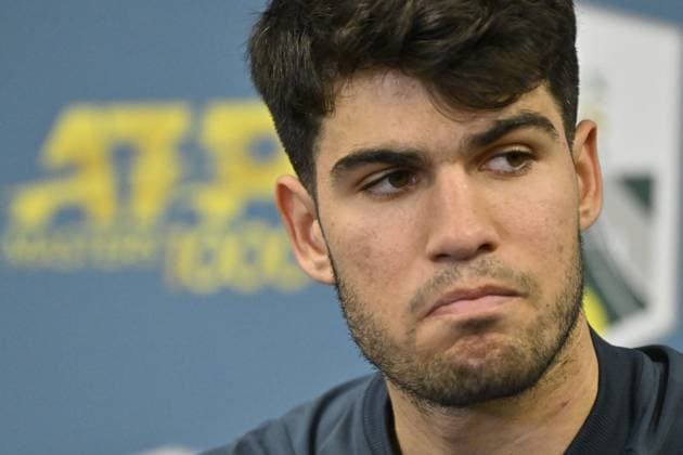Sport Bilder des Tages Tennis : Rolex Paris Masters 2024 - Carlos Alcaraz - Espagne Tennis : Rolex Paris Masters 2024 - Paris - 30 10 2024 ChrysleneCaillaud Panoramic 