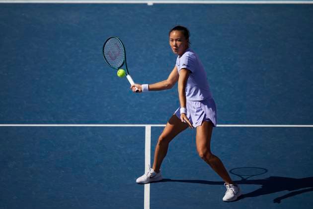HONG KONG, CHINA - NOVEMBER 01: Yuan Yue of China competes in the Women s Singles Quarterfinal match against Sofia Kenin of United States on day 5 of 2024 Hong Kong Tennis Open at Victoria Park Tennis Stadium on November 1, 2024 in Hong Kong, China.  Copyright: xVCGx 111527785547