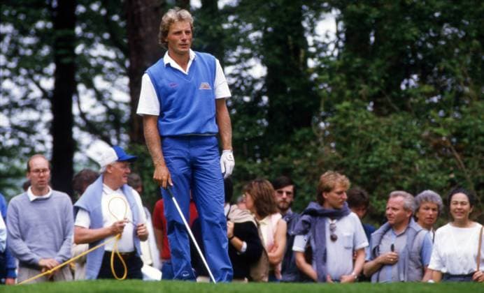 11.10.87 Golf Mönsheim Langer Deutschland, Mönsheim, 11.10.1987, Golf, German Masters: Bernhard Langer. *** 11 10 87 Golf Mönsheim Langer Germany, Mönsheim, 11 10 1987, Golf, German Masters Bernhard Langer