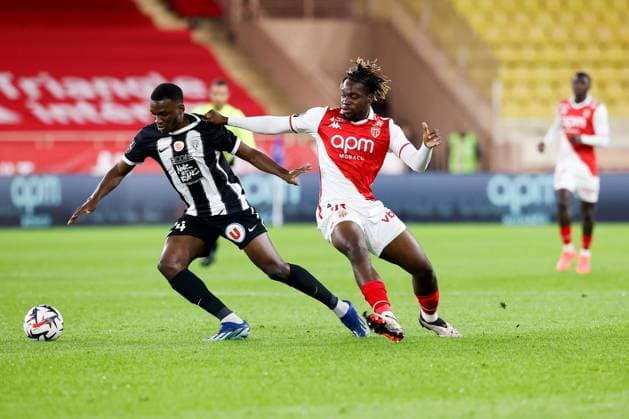 AS Monaco v Angers SCO - Ligue 1 MCDonald s 2024 2025 24 Emmanuel BIUMLA (sco) - 21 George ILENIKHENA (asm) during the Ligue 1 MCDonald s match between Monaco and Angers at Stade Louis II on November 1, 2024 in Monaco, Monaco. Monaco Monaco  Copyright: xFEPx 776232185