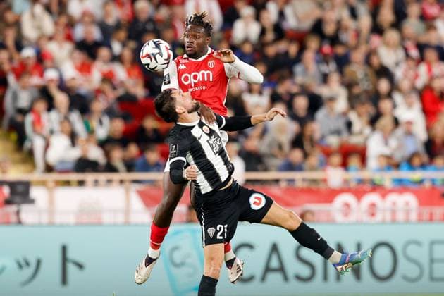 AS Monaco v Angers SCO - Ligue 1 MCDonald s 2024 2025 21 George ILENIKHENA (asm) - 21 Jordan LEFORT (sco) during the Ligue 1 MCDonald s match between Monaco and Angers at Stade Louis II on November 1, 2024 in Monaco, Monaco. Monaco Monaco  Copyright: xFEPx 776232185