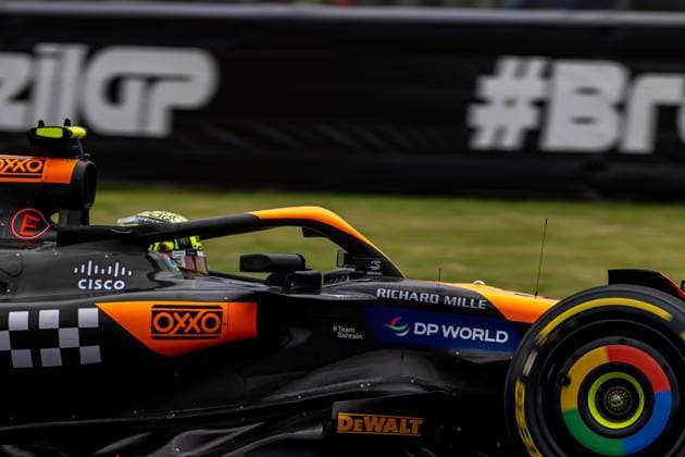 SAO PAULO, BRAZIL: Lando Norris, racing for the McLaren F1 team during the 2024 Formula 1 Sao Paulo Grand Prix at the Interlagos Circuit in Sao Paulo, Brazil