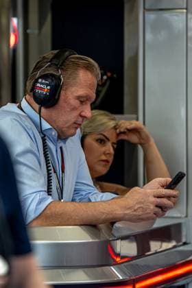 SAO PAULO, BRAZIL: Jos Verstappen, Max Verstappen s Father, at the 2024 Formula 1 Sao Paulo Grand Prix at the Interlagos Circuit in Sao Paulo, Brazil.