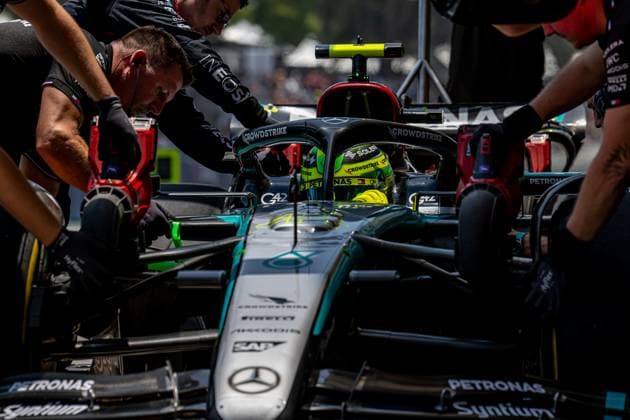 SAO PAULO, BRAZIL: Lewis Hamilton, racing for the Mercedes team during the 2024 Formula 1 Sao Paulo Grand Prix at the Interlagos Circuit in Sao Paulo, Brazil