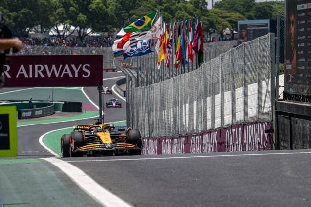 SAO PAULO, BRAZIL: Oscar Piastri, racing for the McLaren F1 team during the 2024 Formula 1 Sao Paulo Grand Prix at the Interlagos Circuit in Sao Paulo, Brazil