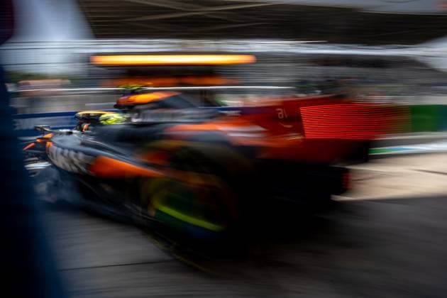 SAO PAULO, BRAZIL: Lando Norris, racing for the McLaren F1 team during the 2024 Formula 1 Sao Paulo Grand Prix at the Interlagos Circuit in Sao Paulo, Brazil