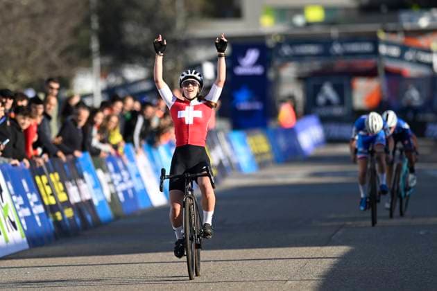 2024 UEC Cyclo-Cross EC - Women Juniors PONTEVEDRA, SPAIN - NOVEMBER 03 : Grossmann Anja (SUI) wins during the 2024 UEC Cyclo-Cross European Championships for Women Juniors on November 03, 2024 in Pontevedra, Spain, 03 11 2024 Pontevedra Spain  Copyright: xNicoxVereeckenx