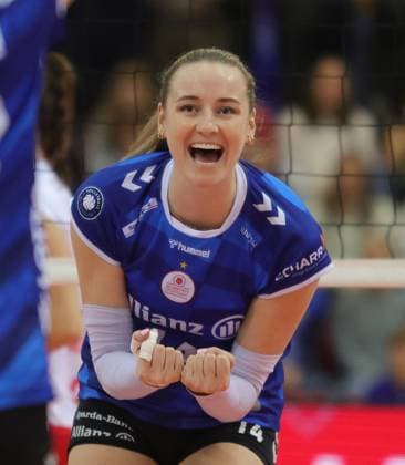 Stuttgart , Volleyball Bundesliga Frauen, Allianz MTV Stuttgart vs Dresdner SC , Kelsey Veltman ( Stgt )