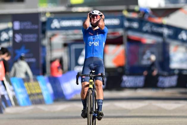 2024 UEC Cyclo-Cross EC - Men Juniors PONTEVEDRA, SPAIN - NOVEMBER 03 : Agostinacchio Mattia (ITA) wins during the 2024 UEC Cyclo-Cross European Championships for Men Juniors on November 03, 2024 in Pontevedra, Spain, 03 11 2024 Pontevedra Spain  Copyright: xNicoxVereeckenx