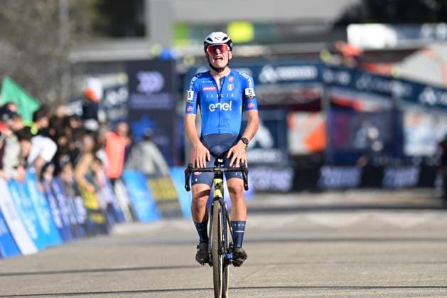 2024 UEC Cyclo-Cross EC - Men Juniors PONTEVEDRA, SPAIN - NOVEMBER 03 : Agostinacchio Mattia (ITA) wins during the 2024 UEC Cyclo-Cross European Championships for Men Juniors on November 03, 2024 in Pontevedra, Spain, 03 11 2024 Pontevedra Spain  Copyright: xNicoxVereeckenx