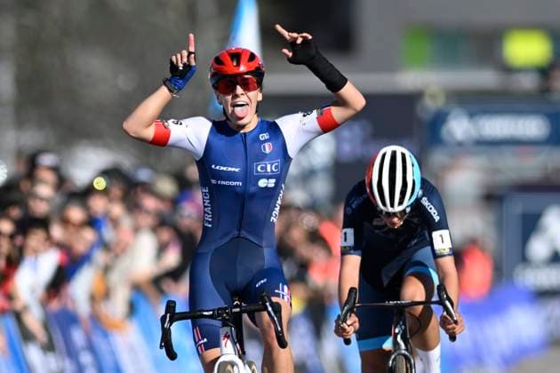 2024 UEC Cyclo-Cross EC - Women U23 PONTEVEDRA, SPAIN - NOVEMBER 03 : Gery Celia (FRA) wins, Schreiber Marie (LUX) is second during the 2024 UEC Cyclo-Cross European Championships for Women U23 on November 03, 2024 in Pontevedra, Spain, 03 11 2024 Pontevedra Spain  Copyright: xNicoxVereeckenx