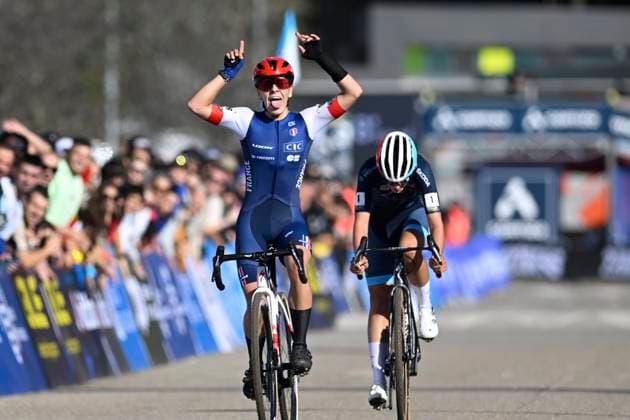 2024 UEC Cyclo-Cross EC - Women U23 PONTEVEDRA, SPAIN - NOVEMBER 03 : Gery Celia (FRA) wins, Schreiber Marie (LUX) is second during the 2024 UEC Cyclo-Cross European Championships for Women U23 on November 03, 2024 in Pontevedra, Spain, 03 11 2024 Pontevedra Spain  Copyright: xNicoxVereeckenx