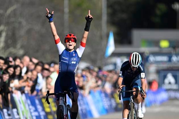 2024 UEC Cyclo-Cross EC - Women U23 PONTEVEDRA, SPAIN - NOVEMBER 03 : Gery Celia (FRA) wins, Schreiber Marie (LUX) is second during the 2024 UEC Cyclo-Cross European Championships for Women U23 on November 03, 2024 in Pontevedra, Spain, 03 11 2024 Pontevedra Spain  Copyright: xNicoxVereeckenx