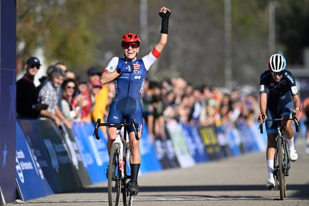 2024 UEC Cyclo-Cross EC - Women U23 PONTEVEDRA, SPAIN - NOVEMBER 03 : Gery Celia (FRA) wins, Schreiber Marie (LUX) is second during the 2024 UEC Cyclo-Cross European Championships for Women U23 on November 03, 2024 in Pontevedra, Spain, 03 11 2024 Pontevedra Spain  Copyright: xNicoxVereeckenx