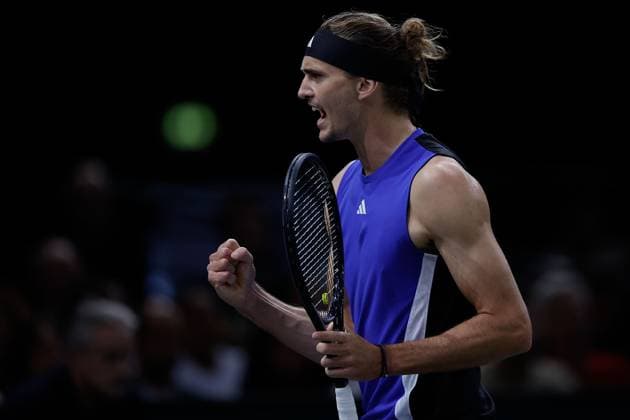 ROLEX PARIS MASTERS TENNIS 2024 Paris, 03.11.2024 Finale, Alexander Zverev (GER) - Ugo Humbert (FRA) v.l. Alexander Zverev (GER) jubelt, schreit Copyright: AntonioxBorga