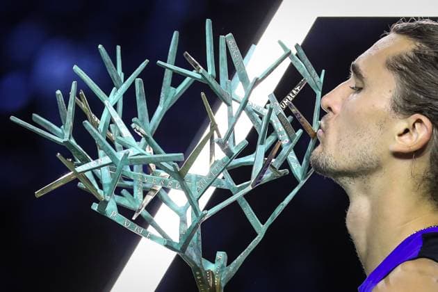 November 3, 2024, Paris, France, France: Alexander ZVEREV of Germany celebrates his victory with the trophy during the seventh day of the Rolex Paris Masters 2024, ATP, Tennis Herren Masters 1000 tennis tournament on November 03, 2024 at Accor Arena in Paris, France - Photo DPPI Paris France - ZUMAm308 20241103_zsp_m308_013 Copyright: xMatthieuxMirvillex