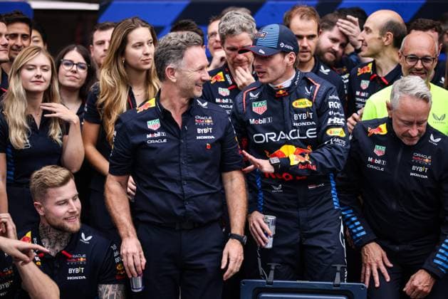 HORNER Christian (gbr), Team Principal of Red Bull Racing, portrait VERSTAPPEN Max (ned), Red Bull Racing RB20, portrait WHEATLEY Jonathan (gbr), Team Manager of Red Bull Racing, portrait during the Formula 1 Grande Premio de Sao Paulo 2024, 21th round of the 2024 Formula One World Championship, WM, Weltmeisterschaft from November 1 to 3, 2024 on the Interlagos Circuit, in Sao Paulo, Brazil - F1 - SAO PAULO GRAND PRIX 2024 DPPI Panoramic 241103_R21_BRASILE_DP_XB5_5748