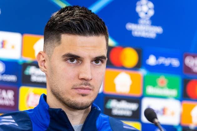 SLOVAN BRATISLAVA - GNK DINAMO ZAGREB press conference, PK, Pressekonferenz Player of Slovan Marko Tolic during the press conference ahead of league phase of UEFA Champions League football match between SK Slovan Bratislava and GNK Dinamo Zagreb. Bratislava, Slovakia, November 04, 2024. PUBLICATION NOT IN SLOVAKIA Copyright: xx slovan_dinamo_pressconference021