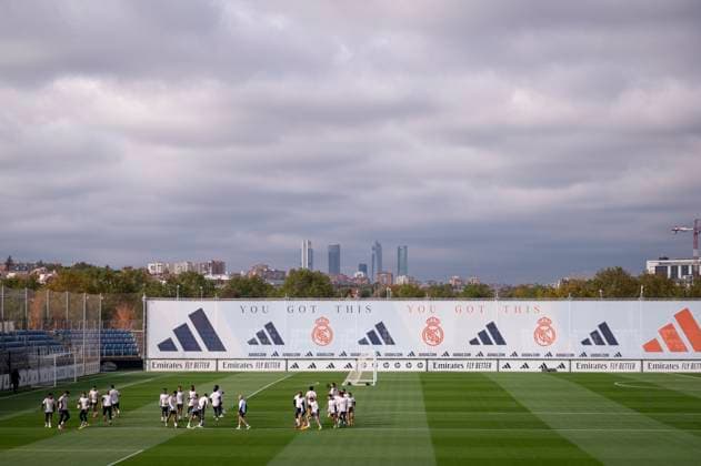 Champions League 2024 25 League Phase MD4: Real Madrid Training Session and press conference, PK, Pressekonferenz A general view of the training field during the UEFA Champions League 2024 25 League Phase MD4 training and press conference at Ciudad Real Madrid on November 4, 2024 in Madrid, Spain. Valdebebas Ciudad Real Madrid Madrid Spain Copyright: xAlbertoxGardinx AGardin_20241104_Football_Champions_Real_Madrid_PC_049