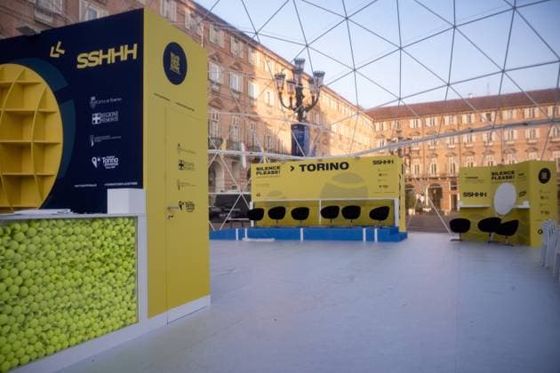 The setting up of the Casa Tennis in the Piazza Castello in Turin, North-West Italy, where the ATP, Tennis Herren Finals will begin on Sunday, Nov. 10 - News - Sunday, November 4, 2024.  Copyright: xMarcoxAlpozzi LaPressex